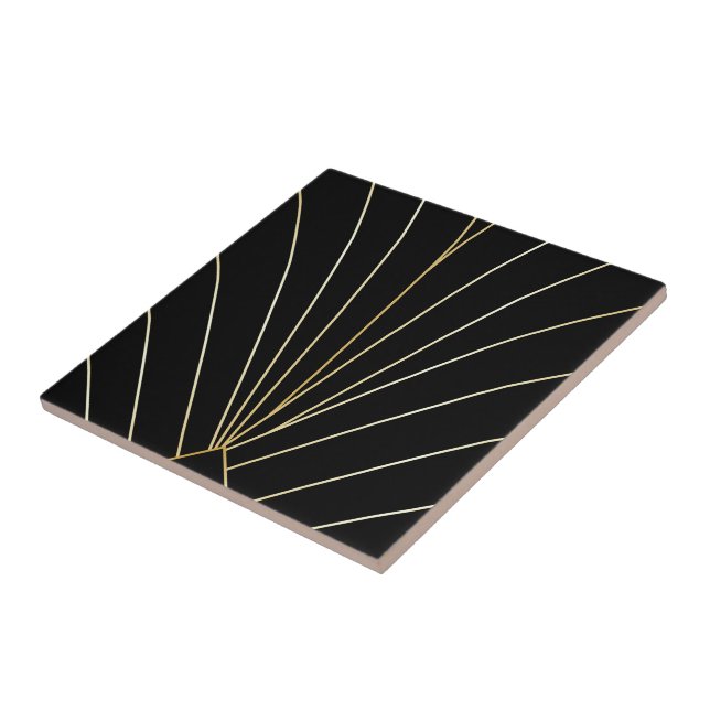 Azulejo De Cerâmica Design Preto Art Déco (Lateral)