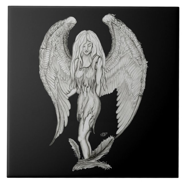 Azulejo De Cerâmica Design preto e branco (Frente)
