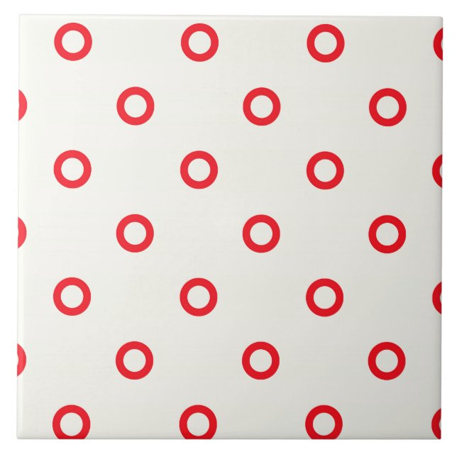 Azulejo De Cerâmica Design retro do ponto vermelho do círculo (Frente)