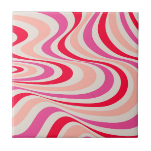 Azulejo De Cerâmica Design retrorreflector cor-de-rosa, vermelho e cin