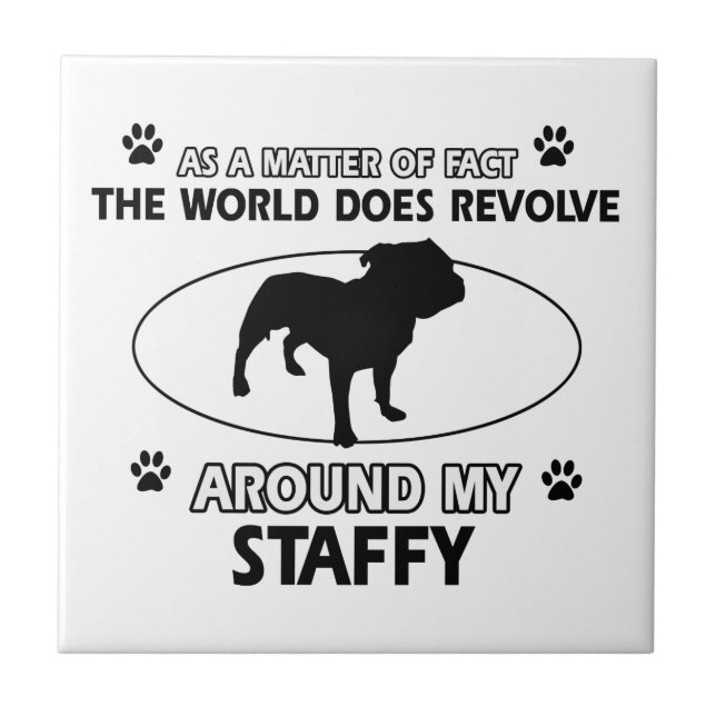Azulejo De Cerâmica Design staffy engraçado (Frente)
