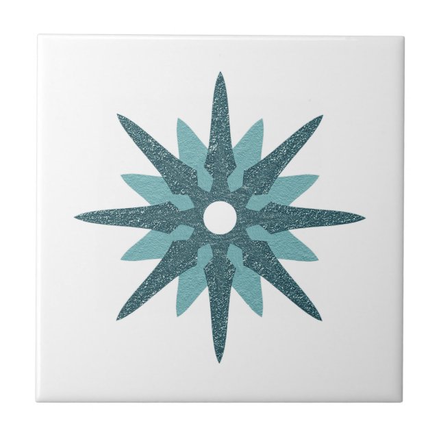 Azulejo De Cerâmica Design Turquoise Star do Solteiro Moderno do Sécul (Frente)