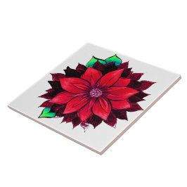 Azulejo De Cerâmica Design VERMELHO CLÁSSICO da POINSÉTIA