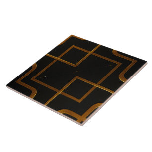 Azulejo De Cerâmica Designer Liquid Gold Preto Monocromático Casa Resp