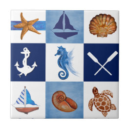 Azulejo De Cerâmica Designs do oceano náutico