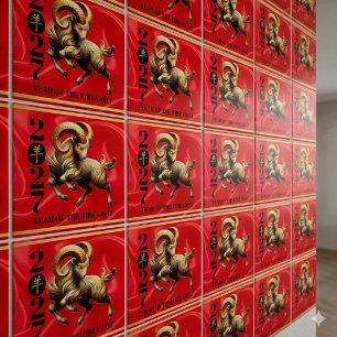 Azulejo De Cerâmica Deslumbrante Ano Novo Chinês Vermelho e Dourado do