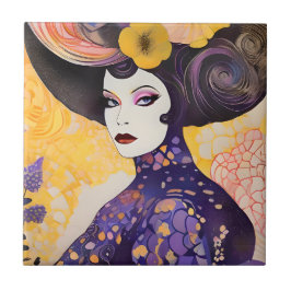 Azulejo De Cerâmica Deslumbrante Drag Queen Estilo Klimt