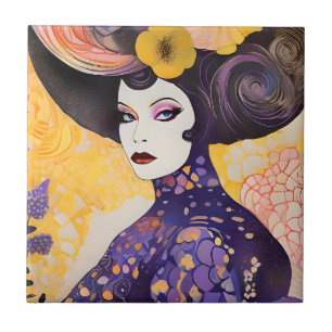 Azulejo De Cerâmica Deslumbrante Drag Queen Estilo Klimt