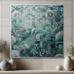 Azulejo De Cerâmica Deslumbrante Mosaico Azul Aquamarino Subaquático