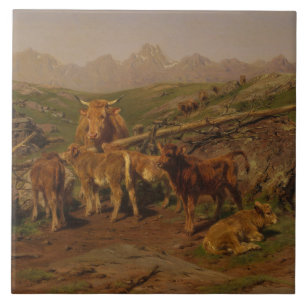 Azulejo De Cerâmica Desmame dos vitelos (criação de vacas)