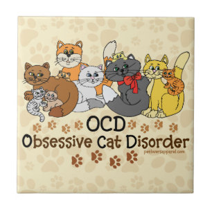 Azulejo De Cerâmica Desordem obsessiva do gato de OCD