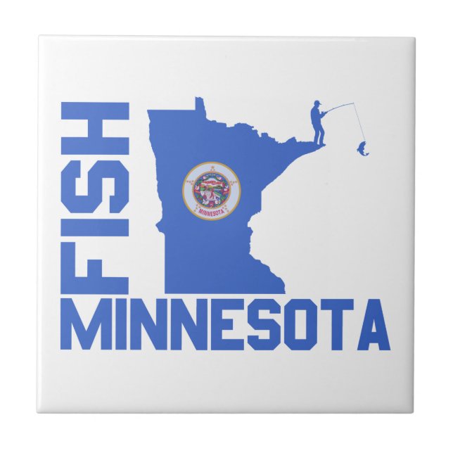 Azulejo De Cerâmica Destaque do Estado de Fish Minnesota (Frente)