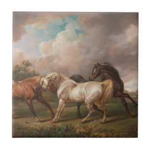 Azulejo De Cerâmica Destino dos cavalos do óleo da pintura da arte de