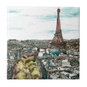 Azulejo De Cerâmica Destinos  Torre Vintage Eiffel em Paris