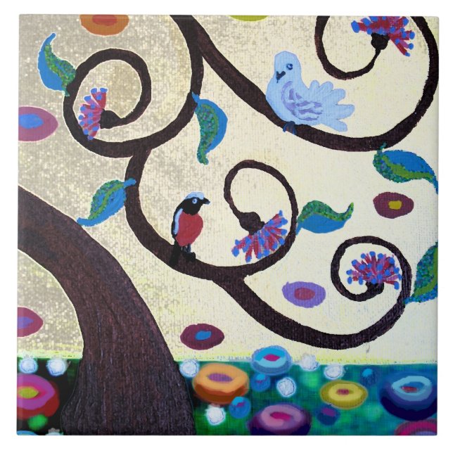 Azulejo De Cerâmica Detalhe da árvore da vida (Frente)