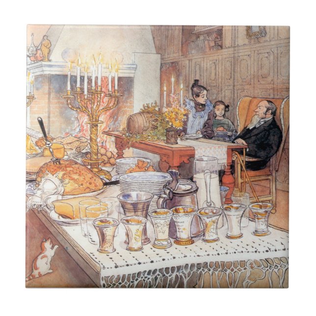 Azulejo De Cerâmica Detalhe Da Véspera De Natal - Carl Larsson 1906 (Frente)