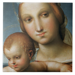 Azulejo De Cerâmica Detalhe de <Virgin and Child> Atribuído a Rapha