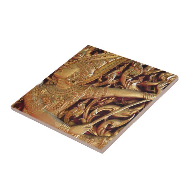 Azulejo De Cerâmica Detalhe tailandês do templo budista (Lateral)