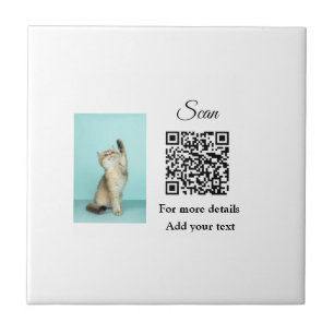 Azulejo De Cerâmica Detalhes simples do nome do animal QR código adici