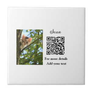 Azulejo De Cerâmica Detalhes simples do nome do animal QR código adici