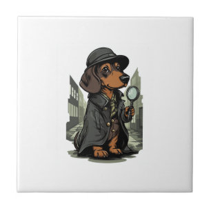 Azulejo De Cerâmica Detetive Dachshund � Cão Solucionador de Mistérios
