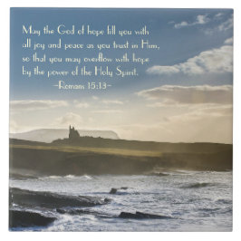 Azulejo De Cerâmica Deus da Esperança, Romanos 15:13 Verso Bíblia, Cos