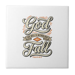 Azulejo De Cerâmica Deus Está Dentro Dela Ela Não Vai Cair Camiseta Vi