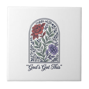 Azulejo De Cerâmica Deus Tem Isso Fé Floral Vintage
