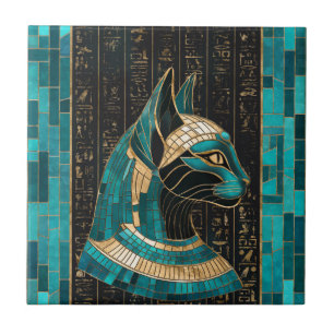 Azulejo De Cerâmica Deusa Gato Egípcia Bastet - Arte Mosaica