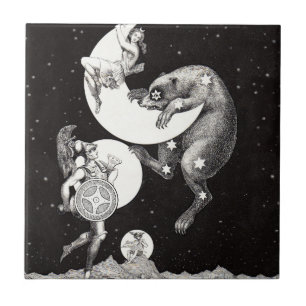 Azulejo De Cerâmica Deusa Lunar Celestial Antiga & Ursa Maior