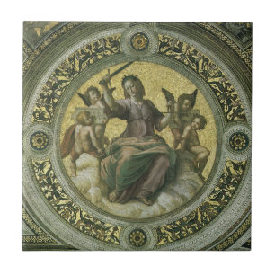 Azulejo De Cerâmica Deusa Romana Justiça com Anjos por Raphael