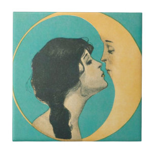 Azulejo De Cerâmica Deusa Vintage Moon beijando
