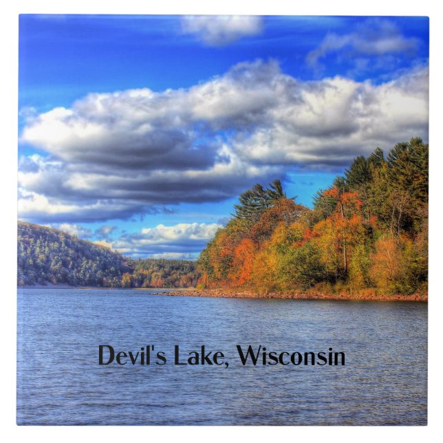 Azulejo De Cerâmica Devil's Lake, fotografia cênica de Wisconsin (Frente)