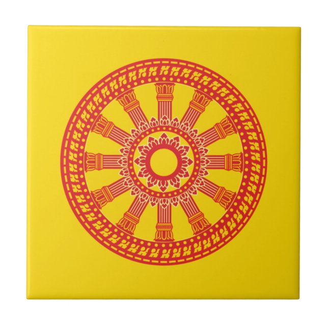 Azulejo De Cerâmica Dharmacakra - design (de Tailândia) (Frente)