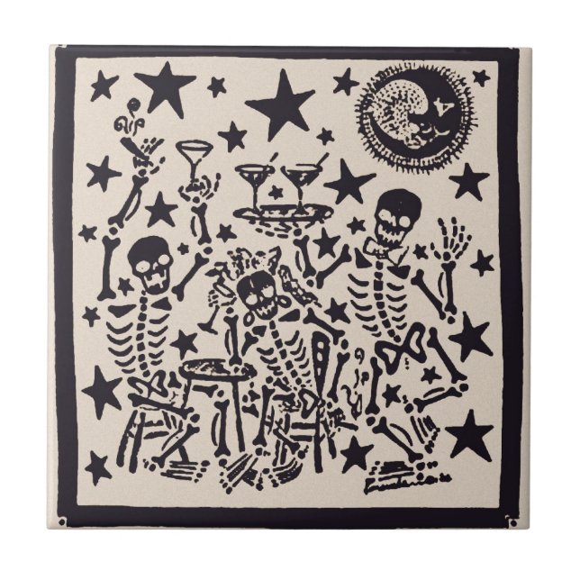 Azulejo De Cerâmica Dia da festa inoperante do diâmetro Muertos do (Frente)