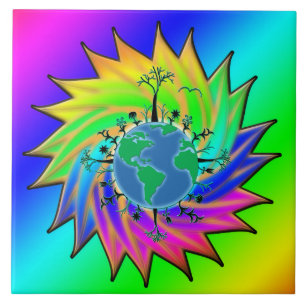 Azulejo De Cerâmica Dia da Terra ~ Explosão Solar