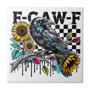 Azulejo De Cerâmica Dia de as Bruxas engraçado Crow Raven F-CAW-F