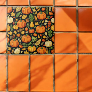 Azulejo De Cerâmica Dia de Colheita de Pumpkin no outono