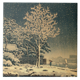 Azulejo De Cerâmica Dia de inverno no Rio Sumida, no Japão