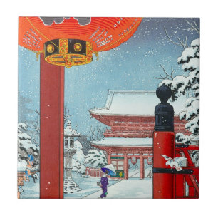Azulejo De Cerâmica Dia de inverno no Templo Asakusa Tsuchiya Koits