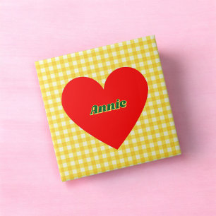 Azulejo De Cerâmica Dia de os namorados Amarelo do Coração Vermelho