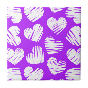 Azulejo De Cerâmica Dia de os namorados Cardíaco Branco Roxo Moderno
