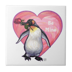 Azulejo De Cerâmica Dia de os namorados de pinguins
