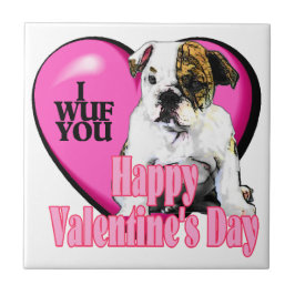 Azulejo De Cerâmica Dia de os namorados Inglês Bulldog