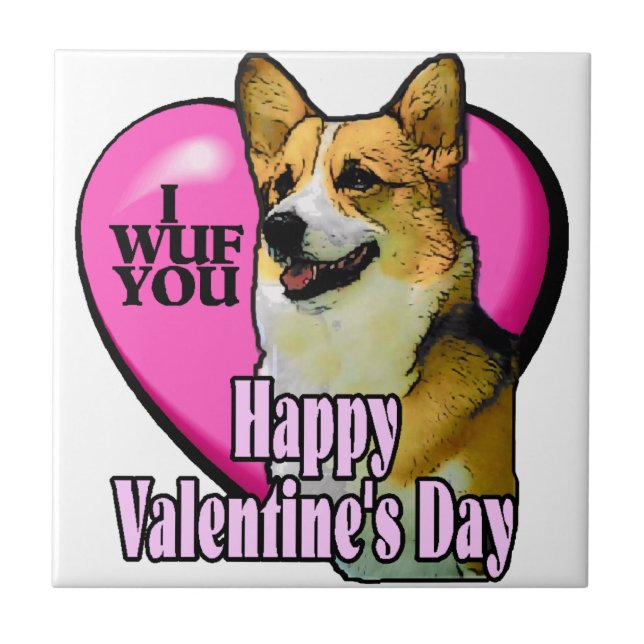 Azulejo De Cerâmica Dia de os namorados Welsh Corgi (Frente)