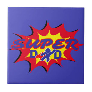 Azulejo De Cerâmica Dia de os pais de quadrinhos do Pai Super Hero