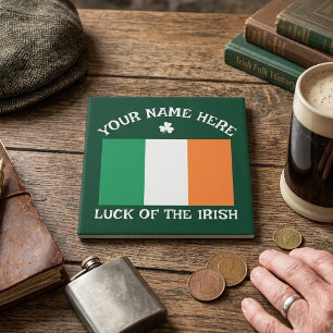 Azulejo De Cerâmica Dia de São Patrício Bandeira da Irlanda Nome Perso