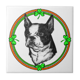 Azulejo De Cerâmica Dia de São Patrício de Boston Terrier