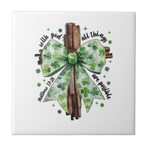 Azulejo De Cerâmica Dia de São Patrício Fé Cristã Trevo Shamrock