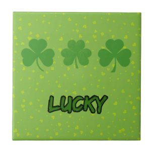 Azulejo De Cerâmica Dia de São Patrick, Clovers, Lucky - Verde